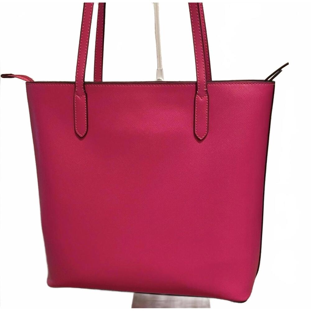 Kate Spade Pink Leather Tote Bag with Ice Cream Charm EUC - Picture 3 of 8